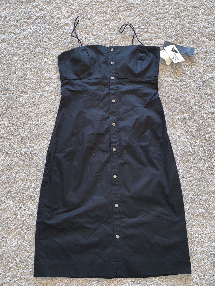 NWT Lauren Ralph Lauren Black LBD Chic Button Logo Dress Sz 0 SOLDOUT Vintage