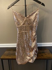 Windsor Rose Gold Sequin Dress Size Small Spaghetti Strap Party Cocktail Bodycon