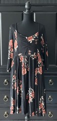NWT Torrid Super Soft Plush Skater Mini Dress Black Floral Plus Size 2 (18-20)