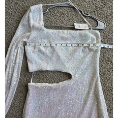 Windsor White Iridescent Sequin One Shoulder Cutout Mini Dress NWT Medium