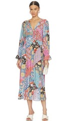 SPELL & THE GYPSY Cha Cha Patchwork Midi Dress Boho size M Jewel Colorway