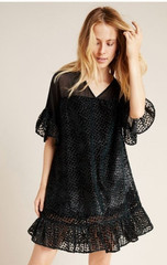 Women&rsquo;s Anthropologie Amadi Lucinda Textured Tunic Dress Size Large Black/Green