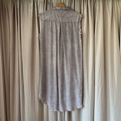 North Shore Mineral Wash Rayon Sleeveless Shirt Dress Medium Gray