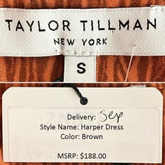 Cotton Poplin Taylor Tillman Harper Long Sleeve Shirt Dress Brown S