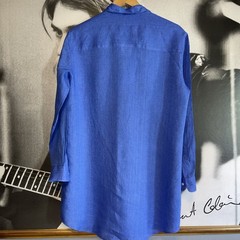 Frank & Eileen Mary Linen Shirt Dress XS Blue Long Sleeve Button Front Luxury