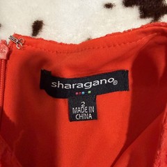 Sharagano Red Lace Sheath Dress Sleeveless Midi Cocktail Size 2