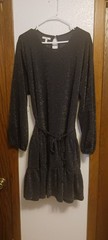 maurices Fit & Flare Glitter Dress Navy Blue Long Sleeve 2X Short