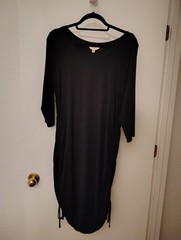 Black Ruched Rayon Dress with Side Ties Size 0X