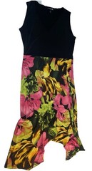 Antthony Sleeveless V-Neck Dress Black Bodice Asymmetrical Women’s Sz M Floral