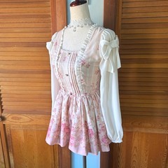 Liz Lisa J-Fashion Kawaii Gyaru Dollcore Pink Rose White Bow Tunic Dress XS