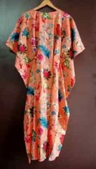 Indian Vintage 100% Cotton Long Beach Maxi Kaftan Dress One Size Caftan Kimono