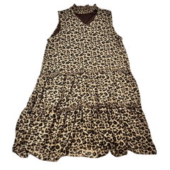 Southern Stitch Womens Cheetah Leopard Mock Neck V-Neck Dress Size M