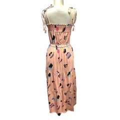 Take Pride Collection Cotton Multi Color Shoulder Ties Tiered Maxi Dress (S)~EUC