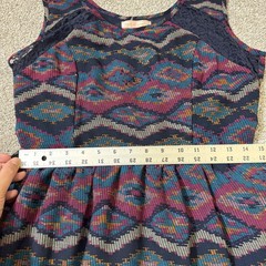 Band Of Gypsies Dress Womens Large Navy Aztec Print Lace Trim Boho Flirty