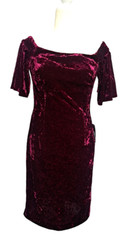 Eliza J Women&rsquo;s Off The Shoulder Velveteen Burgundy Party Sheath Dress Sz 8