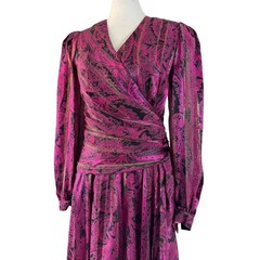 Vintage ‘80s Richard Warren Saks Fifh Avenue 100% Silk Ruched Knee Length Dress