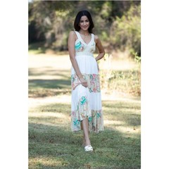 White Tiered Boho Maxi Dress