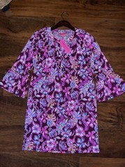 Lilly Pulitzer M Cherry TROPICAL WITH A TWIST NORRIS DRESS 3/4 Ruffle Sleeve NWT