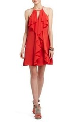 NEW BCBGMAXAZRIA BRIGHT RED HATTIE SHORT RUFFLE DRESS WQR6V908/AM82 SIZE XS