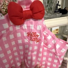 ModCloth Hello Kitty Plus 4X Pink/White Gingham Bow Button Short Sleeve Dress
