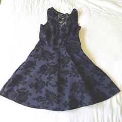 Y2K Whimsigoth Bella Twilight Purple Black Velvet Floral Lace Back Skater Dress