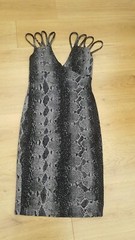 WOMENS BLACK MULTI SNAKESKIN PRINT CUT OUT SHOULDER PENCIL DRESS EDGE SIZE 12
