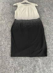 Body Flirt Sheath Dress Womens 10 Color Block Beaded Contrast Black N329