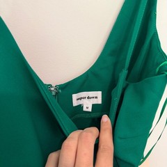 Superdown Emerald Green Ruffle Hem Mini Dress Adjustable Straps Size M NWT