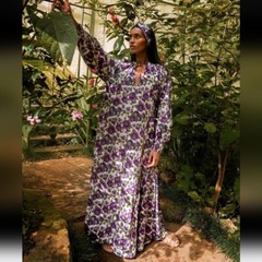 The Lulo Project The Garden Stroll Tunic Floral Boho Art To Wear Maxi Dress XL