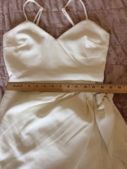 French Connection White Satin Wrap Mini Dress Sz 0 V-Neck Bow Zip Straps