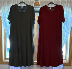 Modern Kiwi 1XL Plus Burgundy and Gray Knit Rayon Spandex Round Neck Maxi’s