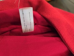 Carolina Herrera Red Sheath Dress 10 V-Neck Cap Sleeve Knee-Length Lined