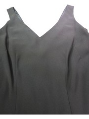 VTG David Warren Petites Little Black Dress Size 8P V-Neck Cocktail Sheath 90s