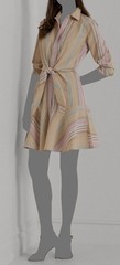 Lauren Ralph Lauren Women&rsquo;s Beige Stripe Tie-Waist Broadcloth Shirtdress Size 16