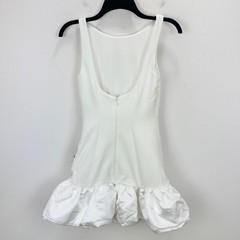 Lulus Superb Aura White Ruffled Drop Waist Mini Dress Bubble Hem Party XS NWT