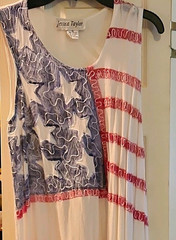 Jessica Taylor XL Patriotic Stars & Stripes Chiffon Ruffle Tank Top