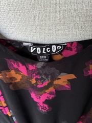 Volcom Mini Dress Floral Print Size S Black Pink Casual Summer Skater