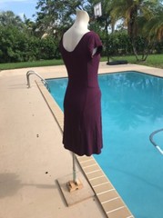 CELINE DEEP PURPLE STRETCH CAP SLEEVE CASUAL DRESS Sz 38 MADE IN FRANCE