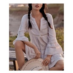 Devotion Twins Ella Short Dress Ecru Off White Greece Size Medium M *
