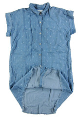 Thread Supply Tencel Blue Collared Pocket Button Down Shirt Dress Large