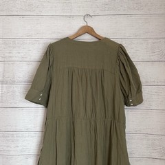 Madewell Lightspun Cuff-Sleeve Button-Front Tiered Midi Dress 22W