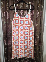 Willow & Wind Womens Size Large Crochet Knit Sundress Colorful Boho Retro Hippie