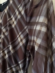 ZARA Women&rsquo;s Brown Plaid Mesh Ruched Mini Dress Long Sleeve Size S-NWOT