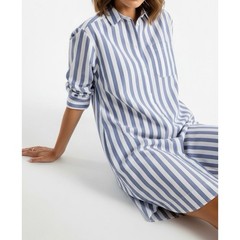 $180 NWT SÉZANE Maxine Oversized Shirt Dress, Ecru Blue Stripes, FR46/US14