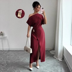 Womens Solid-Color Elegant & Sophisticated Bodycon Maxi Dress