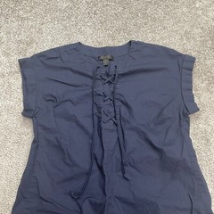 J.Crew Lace Up Shift Dress Womens Petite Small Navy Blue Cotton Casual Classic