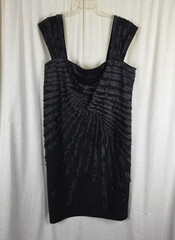 KM Collections Black Soutache Wide Straps Evening Dress Ribbon Womens 20W Plus