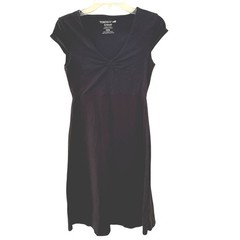Toad&Co Rosemarie Cap Sleeve Dress Wms XS Black V-Neck Organic Cotton Tencel