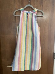 C&C California 100% Linen Pastel Striped Shift Dress Round Neck, Size M