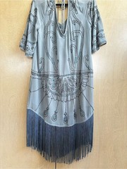 Free People Gray Blue Beaded Vintage Fringe Dress Small
